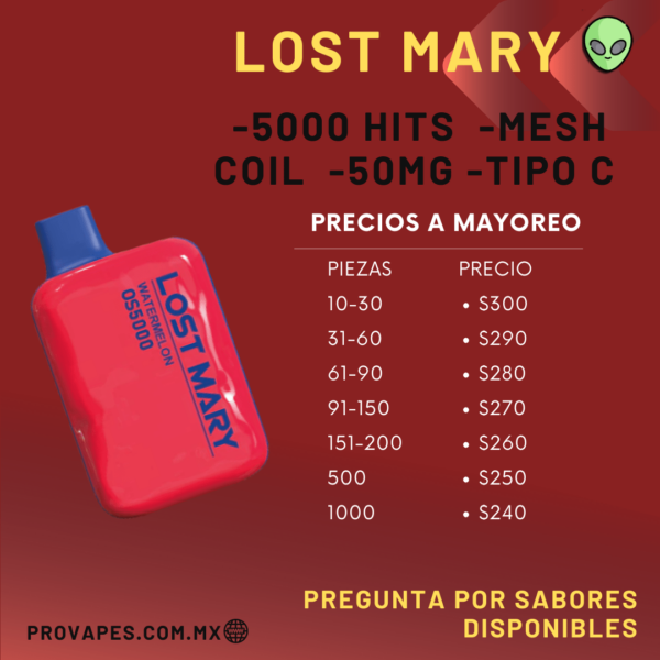 LOST MARY BY ELFBAR GRAPE 5000 puff - Imagen 3